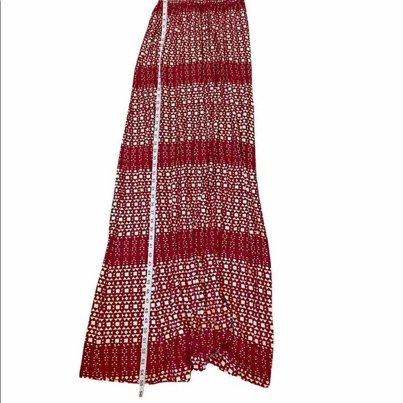 HILFIGER Red Printed Accordion Top Maxi Boho Dress - Picture 8 of 9